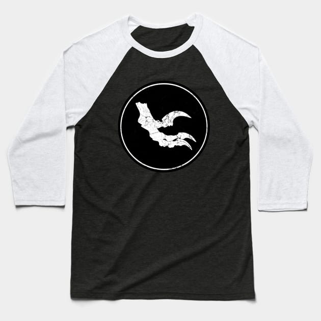 Velociraptor Fossil Claw Baseball T-Shirt by NicGrayTees